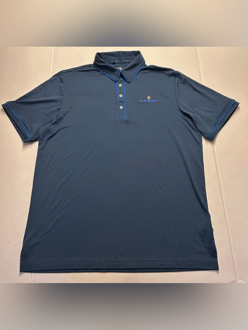 Adidas Pure Motion Men’s Golf Polo Shirt Blue Woodlands Country Club Size Large